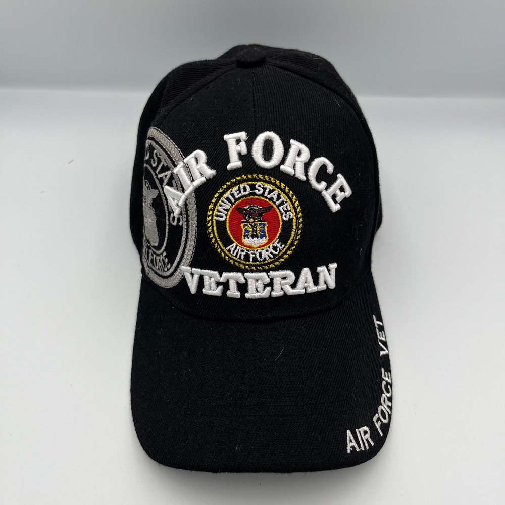 Black Air Force Veteran Embroidered Baseball Cap One Size Fits All